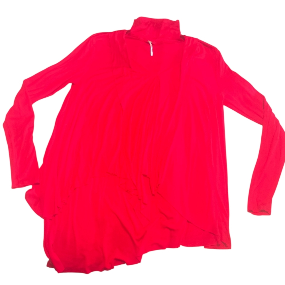 Free People Uptown Turtleneck Brilliant Red Tunic Top Size Small MSRP $78 - Picture 6 of 9